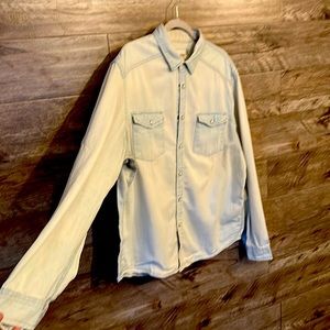 Goodfellow & CO Men's XL Western Pearl Snap Denim Shirt Standard Light Wash